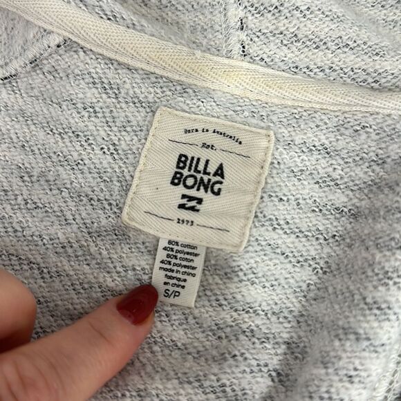 Billabong White And Dark Gray Striped Cotton Blend Zip Up Hoodie Size S - Picture 5 of 9